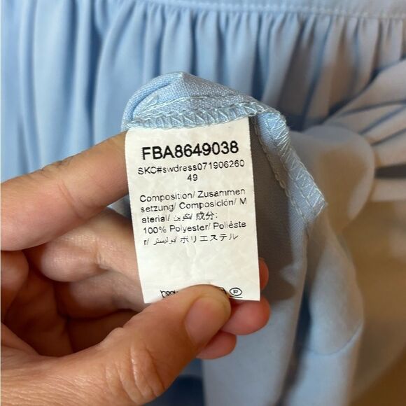 SHEIN Blue Solid Tie Backless Ruffle Trim Dress Size XS - Picture 6 of 8